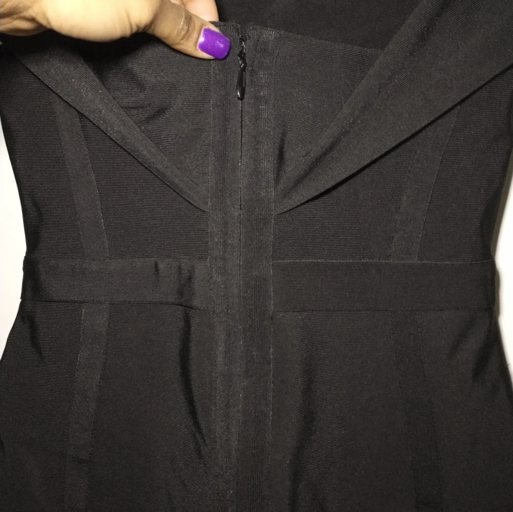 Women's 12th black off the shoulder black bandage cocktail dress - Picture 6 of 8